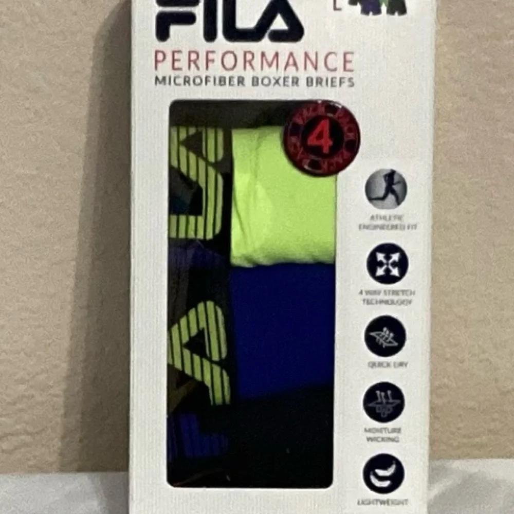 Fila 4 Pack Performance Microfiber Boxer Briefs
